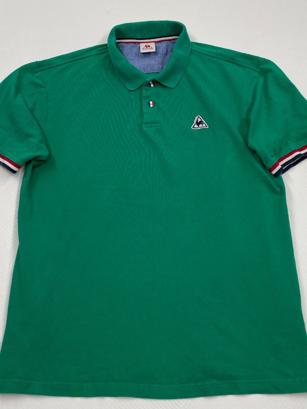 Le Coq Sportif Vintage Green Cotton Polo Shirt Men's L